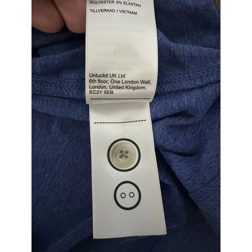 UNTUCKit Clavidor Polo Shirt‎ Mens Large Blue Performance Stretch Short Sleeve